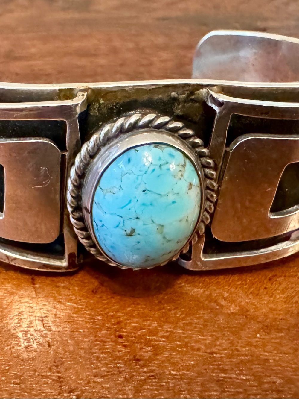 VTG Taxco Sterling Silver Cuff w/Turquoise Heavy Statement Bracelet Mexico 70g - Picture 10 of 11